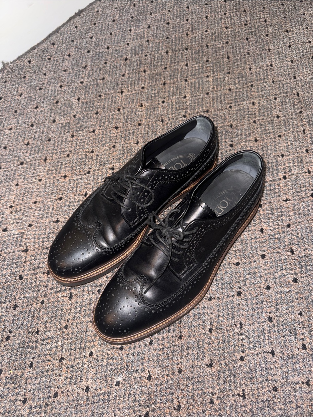 Tod's Black Leather Lace-Up Loafers